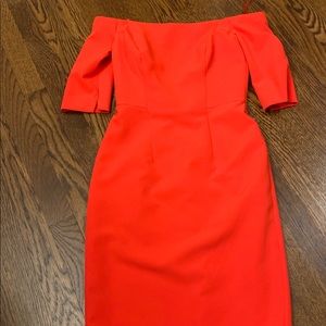 MILLY New With Tags Red Slim Off Shoulder Dress